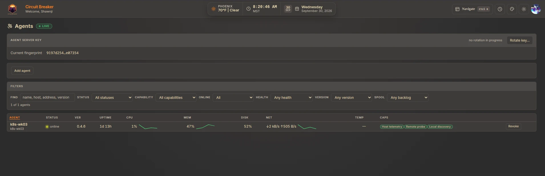 Agents page